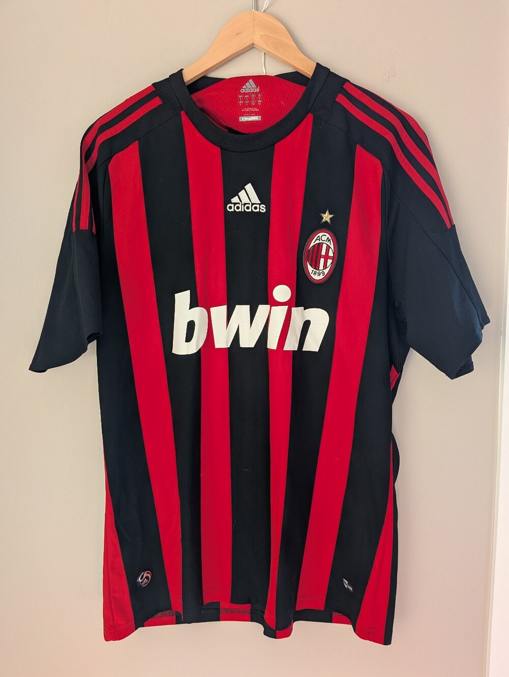 AC Milan Kids' Red & Black Striped Soccer Jersey by adidas